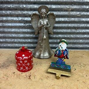 Christmas decorations Santa Stocking holder, glitter Angel and Bell #5